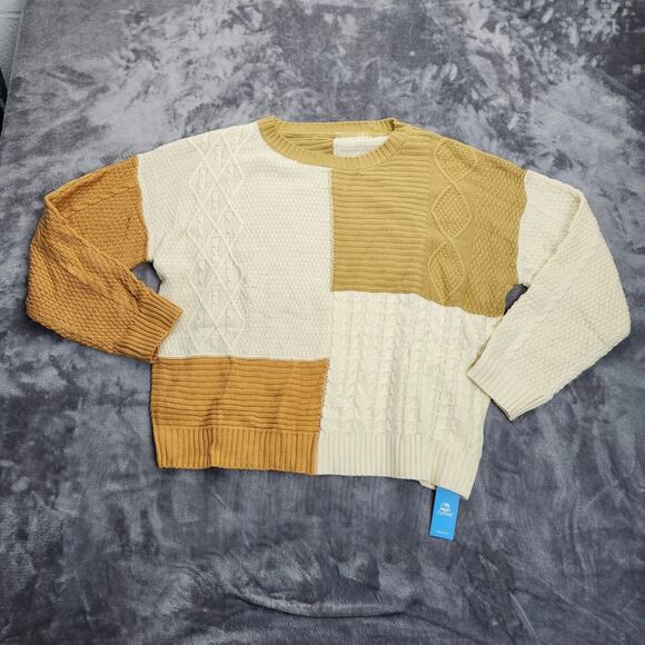 CUPSHE Womens Colorblock Round Neck Long Sleeve Sweater Large - Picture 2 of 8